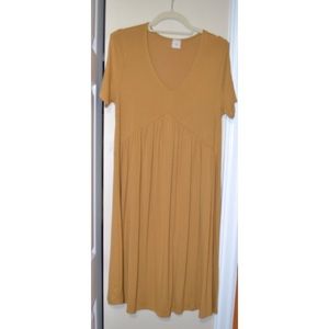 Yellow Relaxed Peplum / Babydoll T-shirt Dress